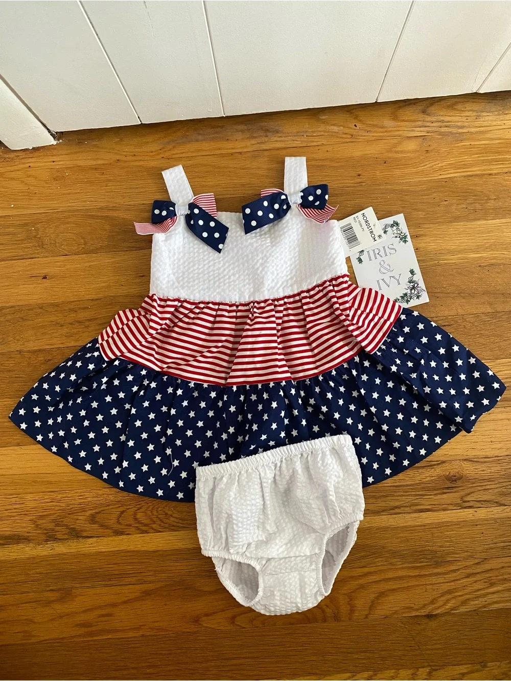 Iris & Ivy Baby Girl Patriotic Tiered Dress & Bloomer Set | NWT | Nordstrom 12M